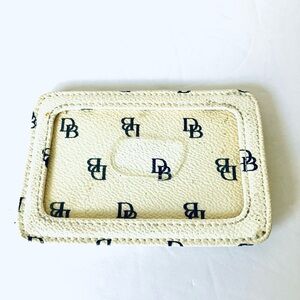 Dooney & Bourke Card Holder ID Badge Wallet Monogram Print Blue Cream